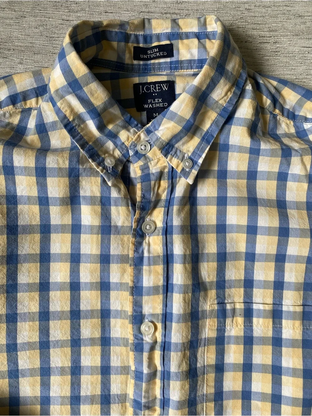 J. Crew Blue and Cream Check Button-Down Shirt